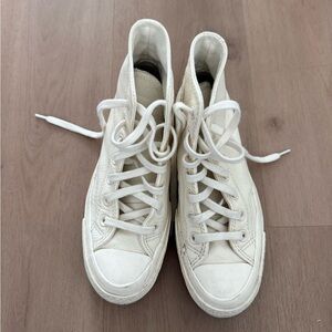 Converse High-Top Sneakers in Off-White Leather